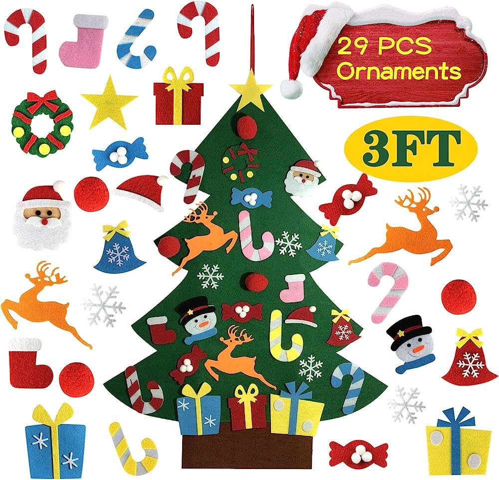 ALLADINBOX DIY Felt Christmas Tree Set with Ornaments for Kids, Xmas Gifts, Christmas Decorations, N | Amazon (US)