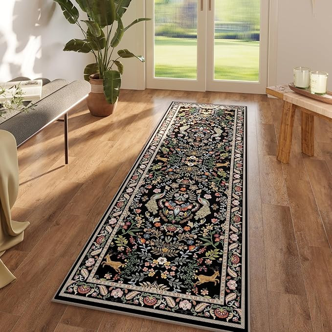 Runner Rug Washable Kitchen 2'6''x8' Rug for Entryway Indoor Floral Non-Slip Soft Carpet Runner f... | Amazon (US)