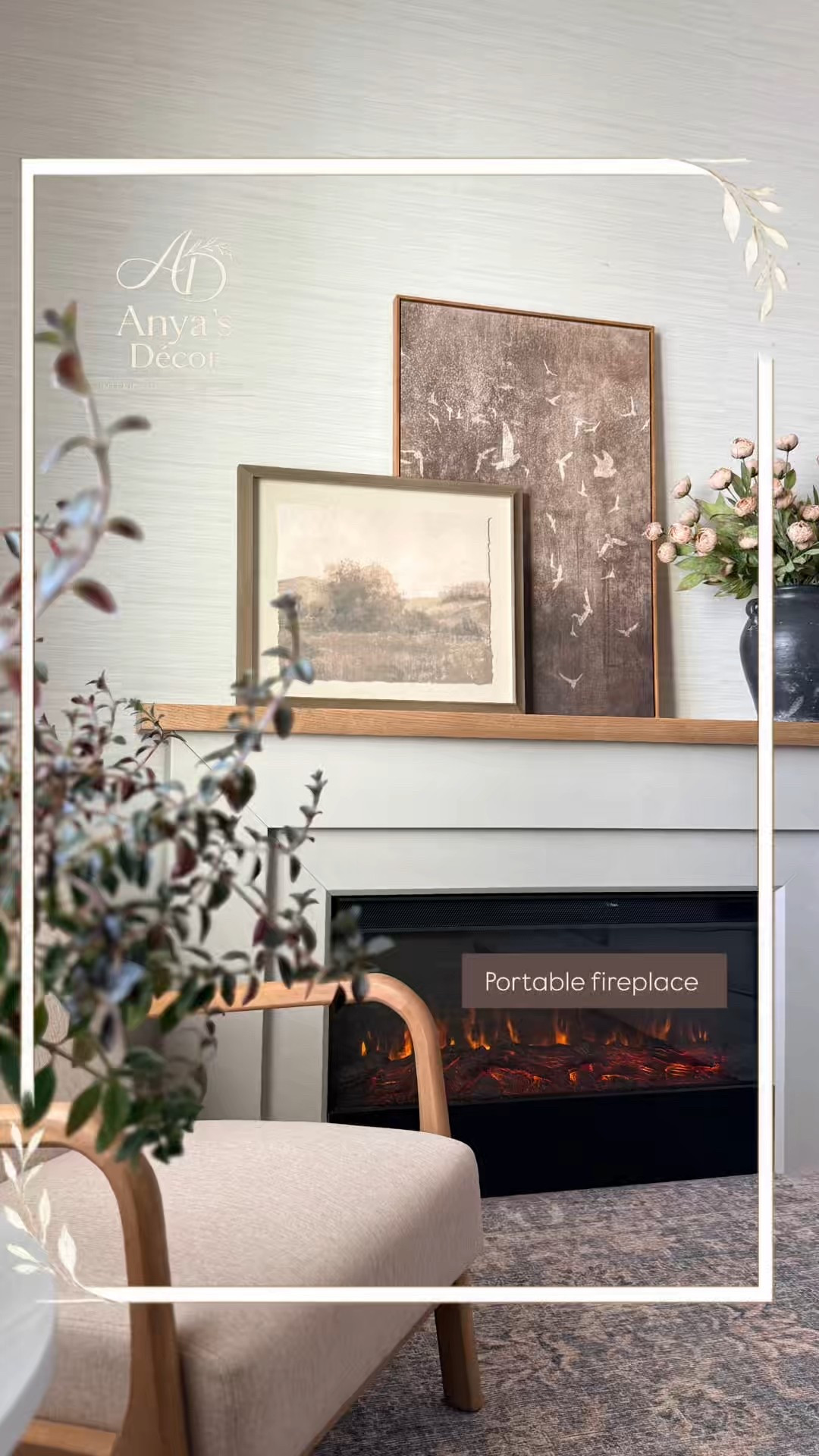 Soft neutrals, layered art, and cozy textures—this is how you create a calm, elevated living space 🤍

This styled fireplace moment proves that simple design choices can completely transform a room. From warm wood tones to thoughtfully layered artwork and greenery, every detail works together to create a space that feels both inviting and timeless.
If you’re unsure how to style your mantel, choose the right art scale, or bring warmth into your home without overdoing it—I can help ✨

👉 Tap the link in my bio to work with Anya’s Decor
👉Comment SHOP to get links to this post
Let’s style a home that feels beautiful, comfortable, and truly you.