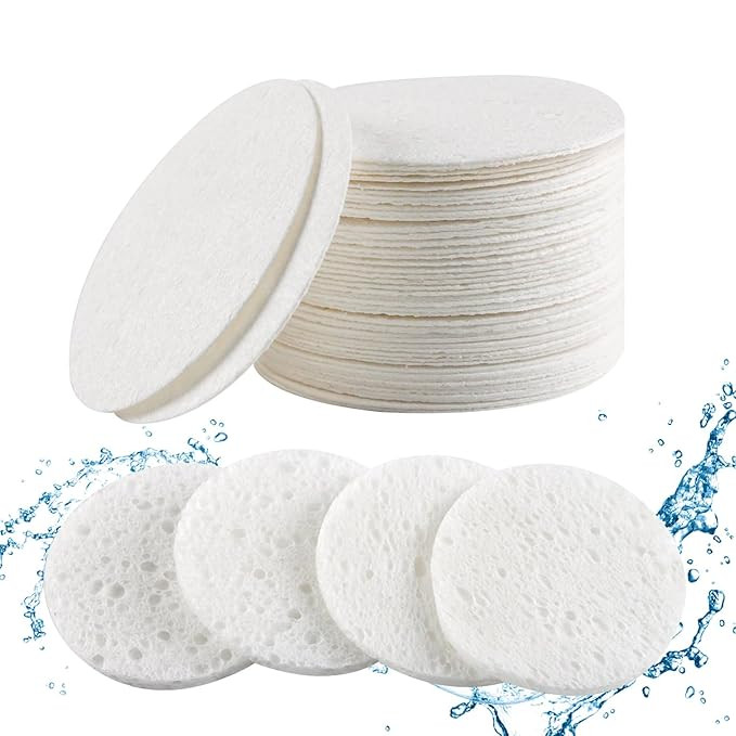 50-Count Compressed Facial Sponges, 100% Natural Cosmetic Spa Sponges for Facial Cleansing for Da... | Amazon (US)