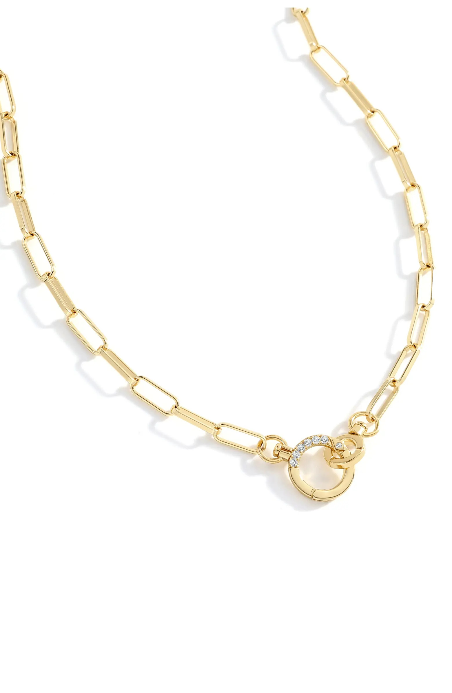 Pave Mint Paperclip Necklace | Nordstrom