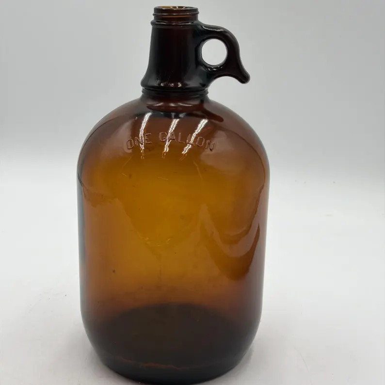 Vintage Antique One Gallon Amber Brown Glass Jug Bottle Finger Loop | Etsy (Global)