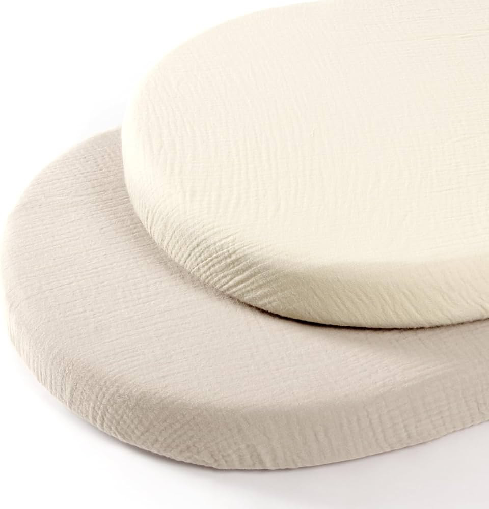 lulumoon Baby Muslin Bassinet Sheets: Cotton Bassinet Sheets Neutral for Boys and Girls - Fitted ... | Amazon (US)