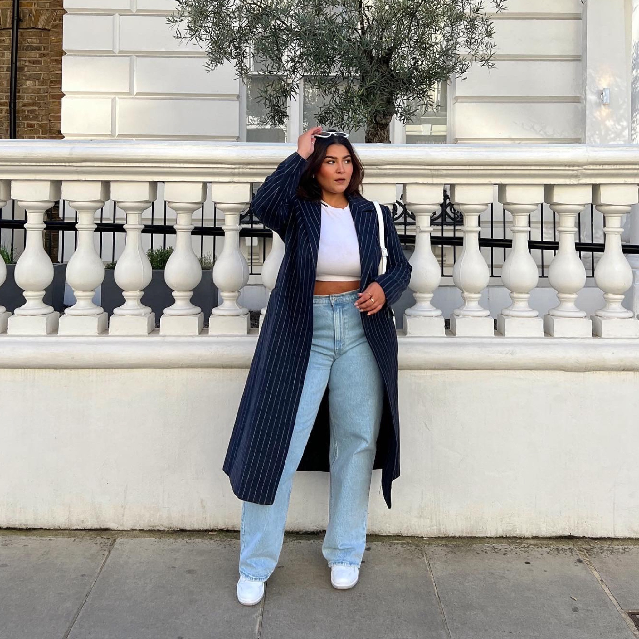 Navy pinstripe coat and jeans outfit

#LTKstyletip #LTKSeasonal #LTKeurope