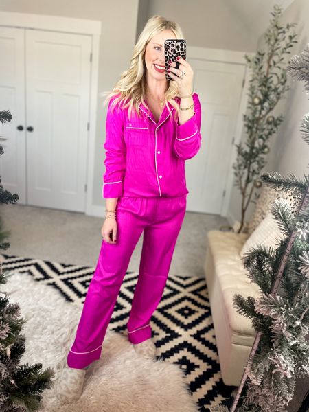 Weekend Walmart wins try on
Bright pink satin pajamas- small 

#LTKHoliday #LTKunder50