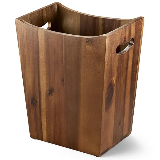 Tidita 2 Gallon Rectangular Wastebasket with Built-in Handles, Walnut Color | Acacia Wood, Rectan... | Amazon (US)