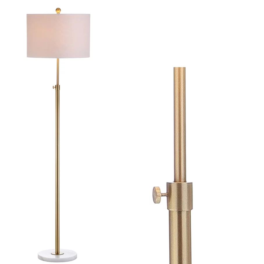 June 65" Adjustable Metal/Marble LED Floor Lamp, Brass | Walmart (US)