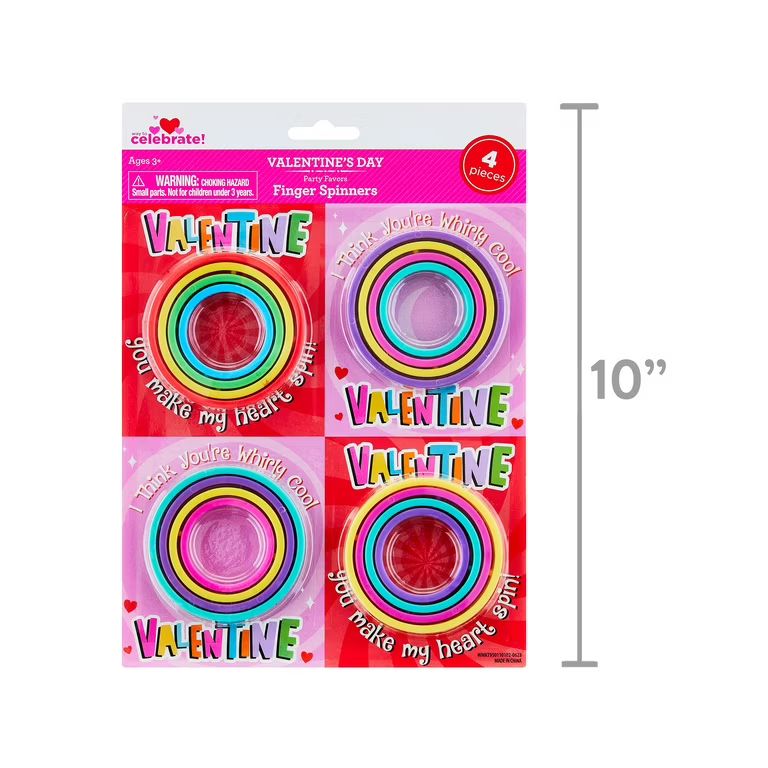Valentine's Day Multicolor Polypropylene Finger Spinner Party Favors, 4 Count, by Way To Celebrat... | Walmart (US)