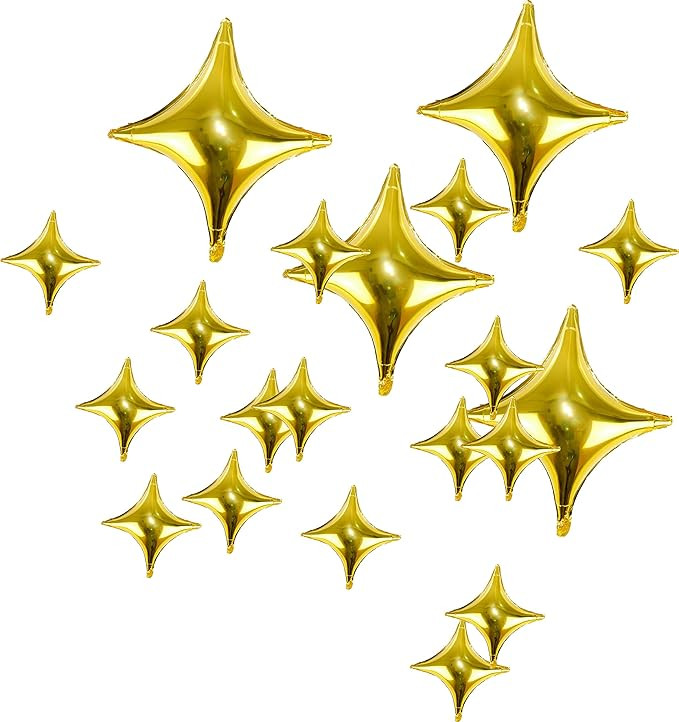 KUAIKELIN 20pk 26In&10" Star Foil Balloons Heart Mylar Balloons Mini Champagne Balloon Globos Met... | Amazon (US)