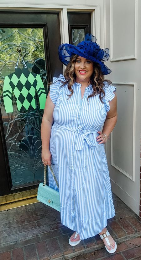 Churchhill downs ready (and comfy today) The first day out I wore shoes that tore my feet apart so now I'm all about comfort! #Derby #olukai #kentuckyderby #hat #walmartfinds #chanel 

#LTKFestival #LTKmidsize #LTKplussize