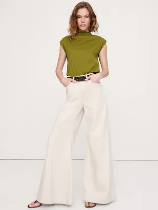 Silky Cotton Mock-Neck Top | Banana Republic (US)