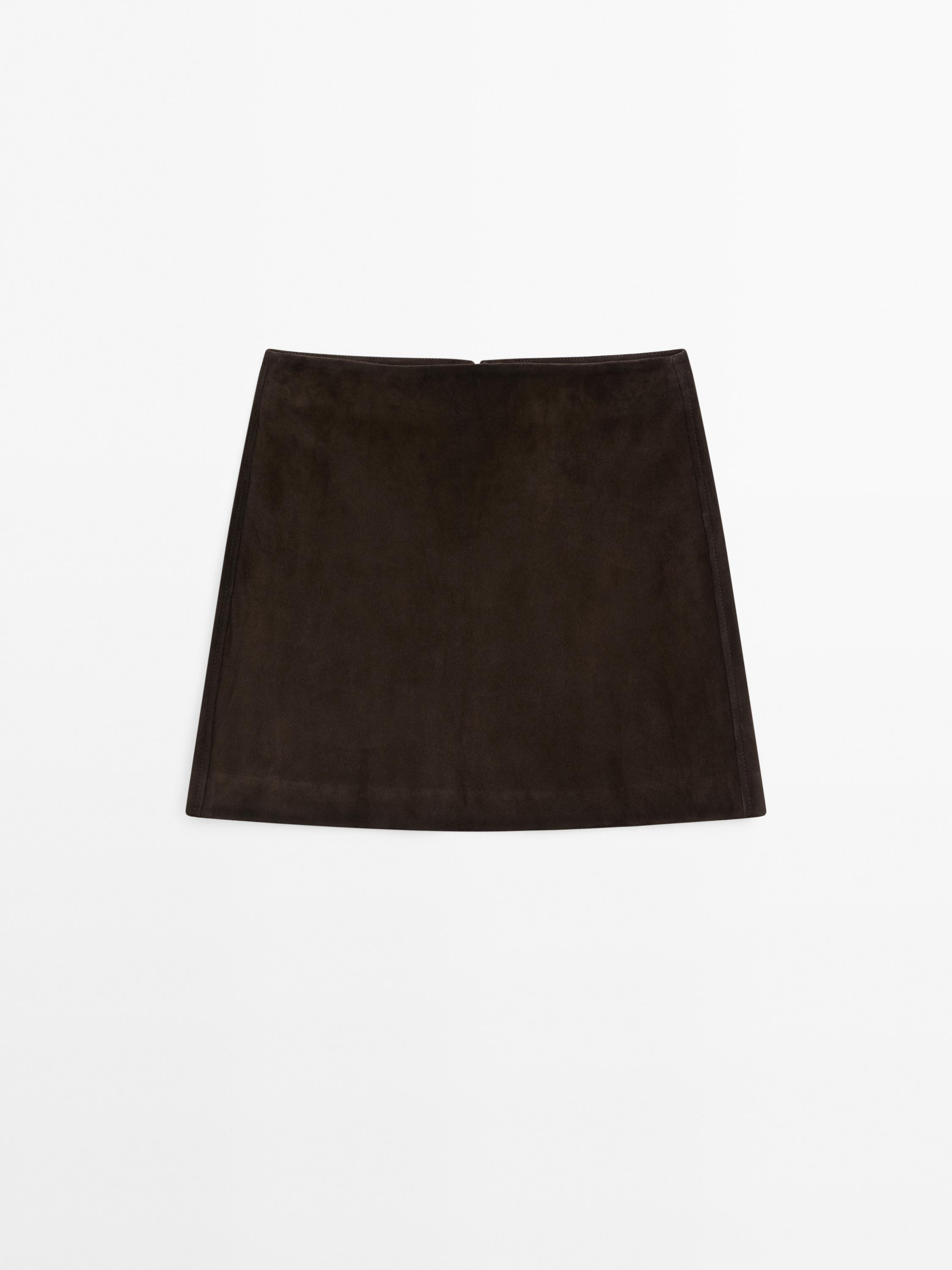 Suede leather mini skirt | Massimo Dutti US
