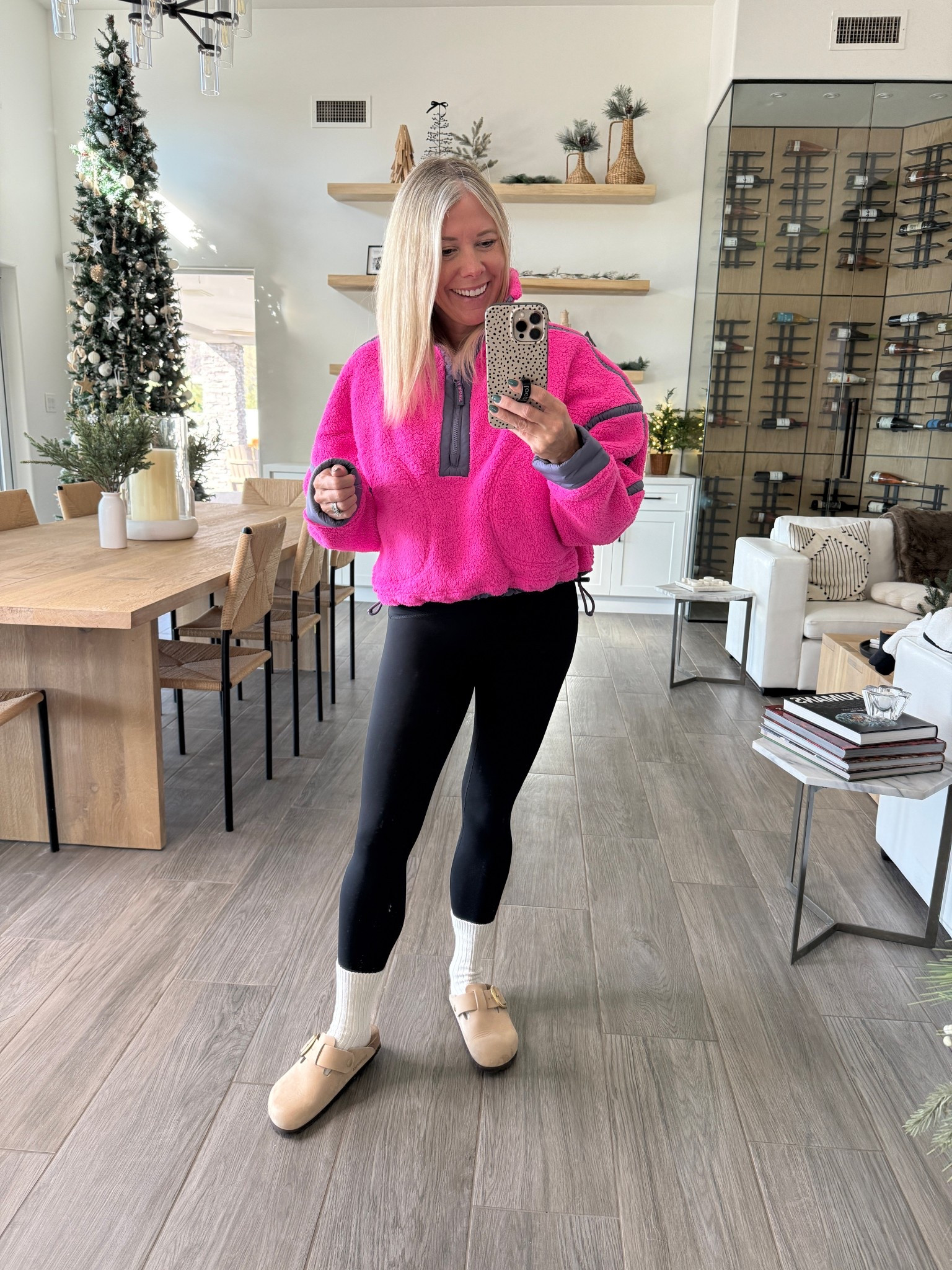 Free people half zip fleece. I have on an XS. Small spanx leggings and 39 Birkenstocks 

#LTKOver40 #LTKSeasonal #LTKGiftGuide