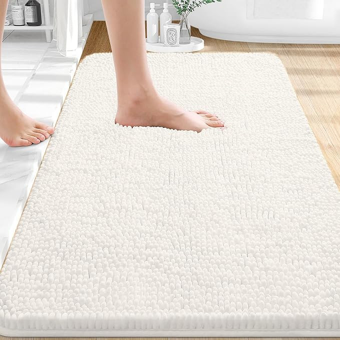 OLANLY Bathroom Rugs 30x20, Extra Soft Absorbent Chenille Bath Rugs, Rubber Backing Quick Dry, Ma... | Amazon (US)