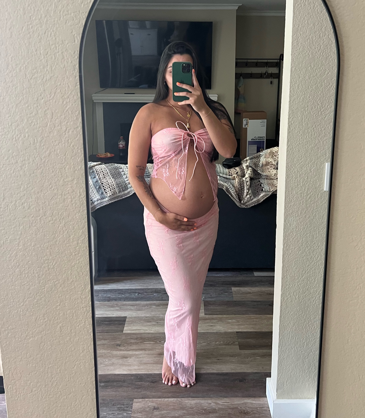 Beautiful lace two piece set! Non-maternity but oh man is it a gorgeous way to flaunt your bump  

#LTKbump #LTKunder50 #LTKstyletip