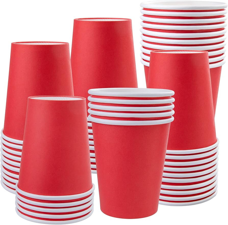8oz 50 Pack Disposable Paper Cups,Red Paper Party Cups, Disposable Paper Coffee Cups,Disposable H... | Amazon (US)