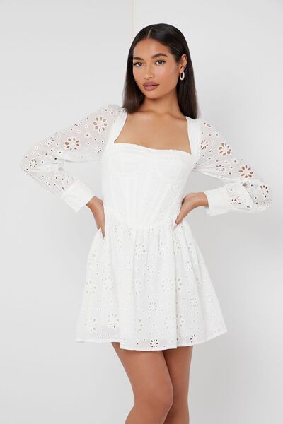 Floral Eyelet Bustier Mini Dress | Forever 21