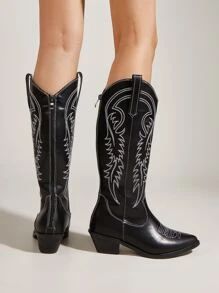 Graphic Pattern Chunky Heeled Western Boots
   SKU: sx2205214551835524      
          (141 Revie... | SHEIN