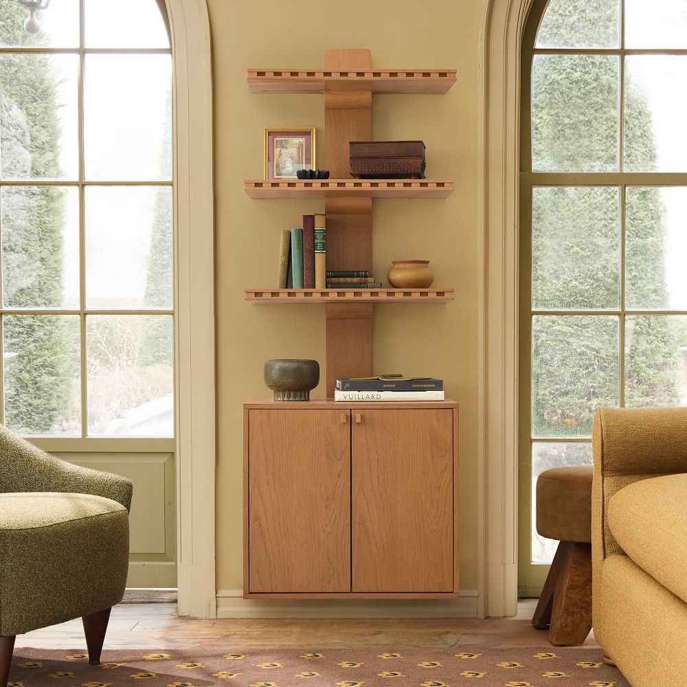 Pierce & Ward Notch Floating Bookshelf w/ Cabinet (25") | West Elm (US)