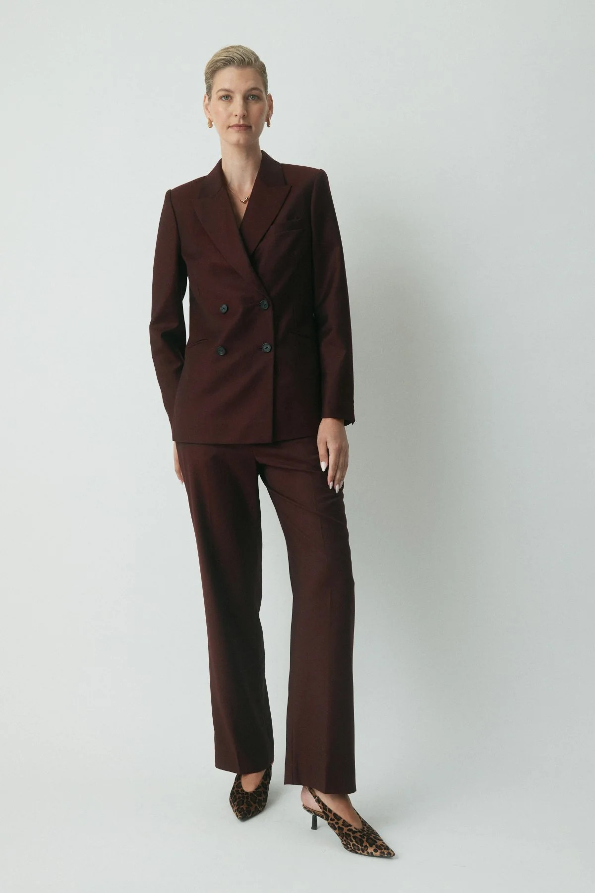 Alto Wool Suit Jacket - Bordeaux | Perri Cutten