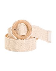 Classic Straw Stretch Belt With Circle Buckle And Beads | TJ Maxx