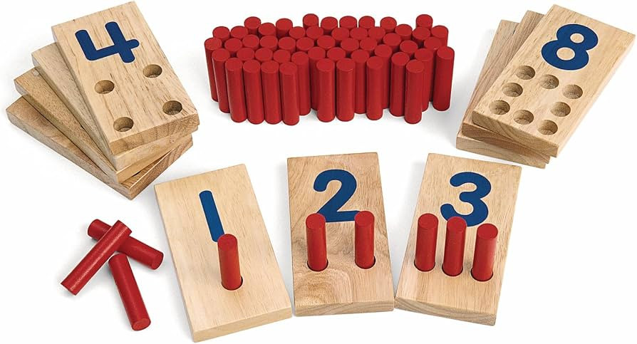 Excellerations Peg Number Board | Included: 10 Rubberwood Boards + 55 Wood Pegs + Storage Bag | M... | Amazon (US)