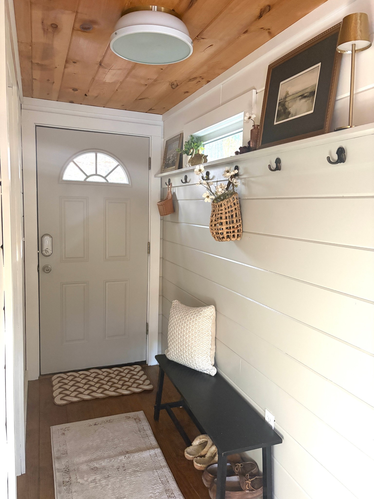 Spring refresh of our mudroom at the lake.  Shopping Way Day sale for a new bench for our lake mudroom- this one came with the house and is old & rickety! #mudroom #bench #spring refresh

#LTKHome #LTKmomlife #LTKSeasonal
