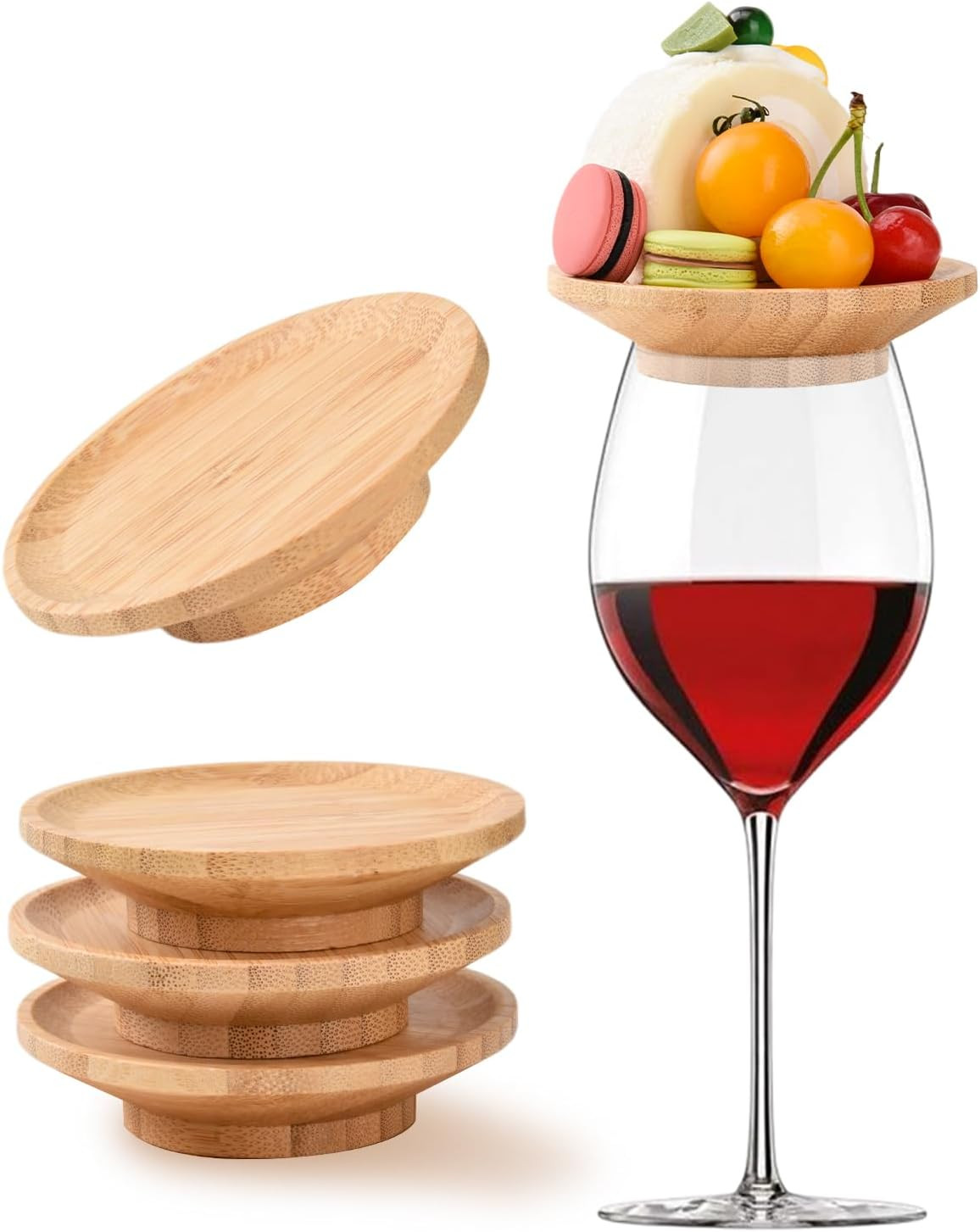 4 Pcs Wine Glass Charcuterie Topper, 4" Mini Charcuterie Boards, Wine Appetizer Plates for Family... | Amazon (US)
