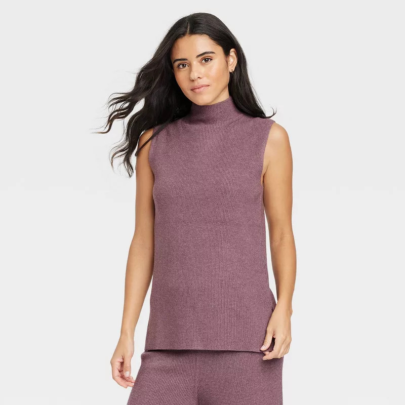 Women's Mock Turtleneck Ribbed Sweater Vest - A New Day™ | Target