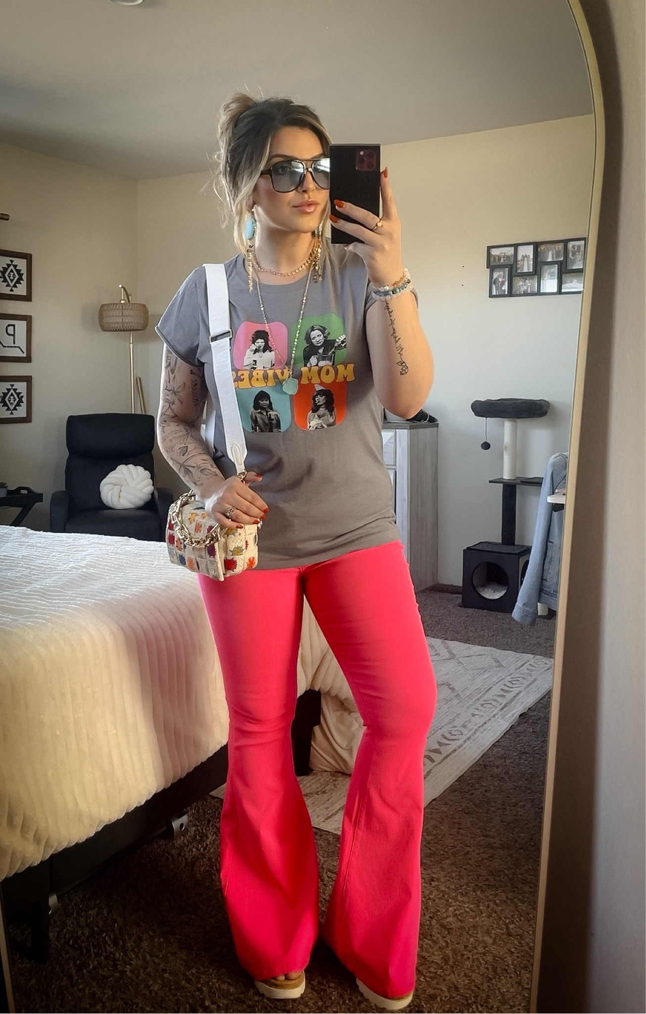 Mom Vibes | Colorful T-Shirt and Jeans Outfit ✨

Sometimes you just want to wear a t shirt and jeans…but you can still make it fun! 

Shirt: Found on TikTok 
Pants: Willow Boutique
Shoes: Macys 
Bag: Steve Madden 
Earrings: Highway Hippie 
Necklaces: Bohemia 
Sunnies: Amazon 

#LTKstyletip #LTKfindsunder100 #LTKmidsize