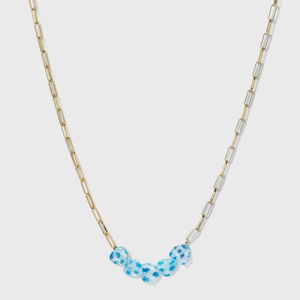 SUGARFIX by BaubleBar Floral Heart Link Chain Necklace - Blue | Target