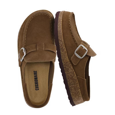 CUSHIONAIRE Women's Hobby Genuine Leather Cork Footbed Clog with Comfort, Arch Support, Buckle Strap, Slip-On Mules -Brown 10 | Target