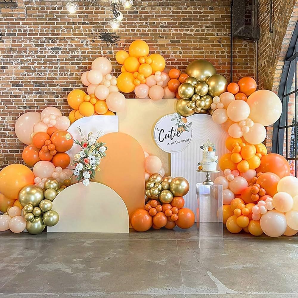 Teddyparty Little Cutie Orange Balloon Garland Arch Kit,Orange Yellow Apricot Gold Balloons for S... | Amazon (US)