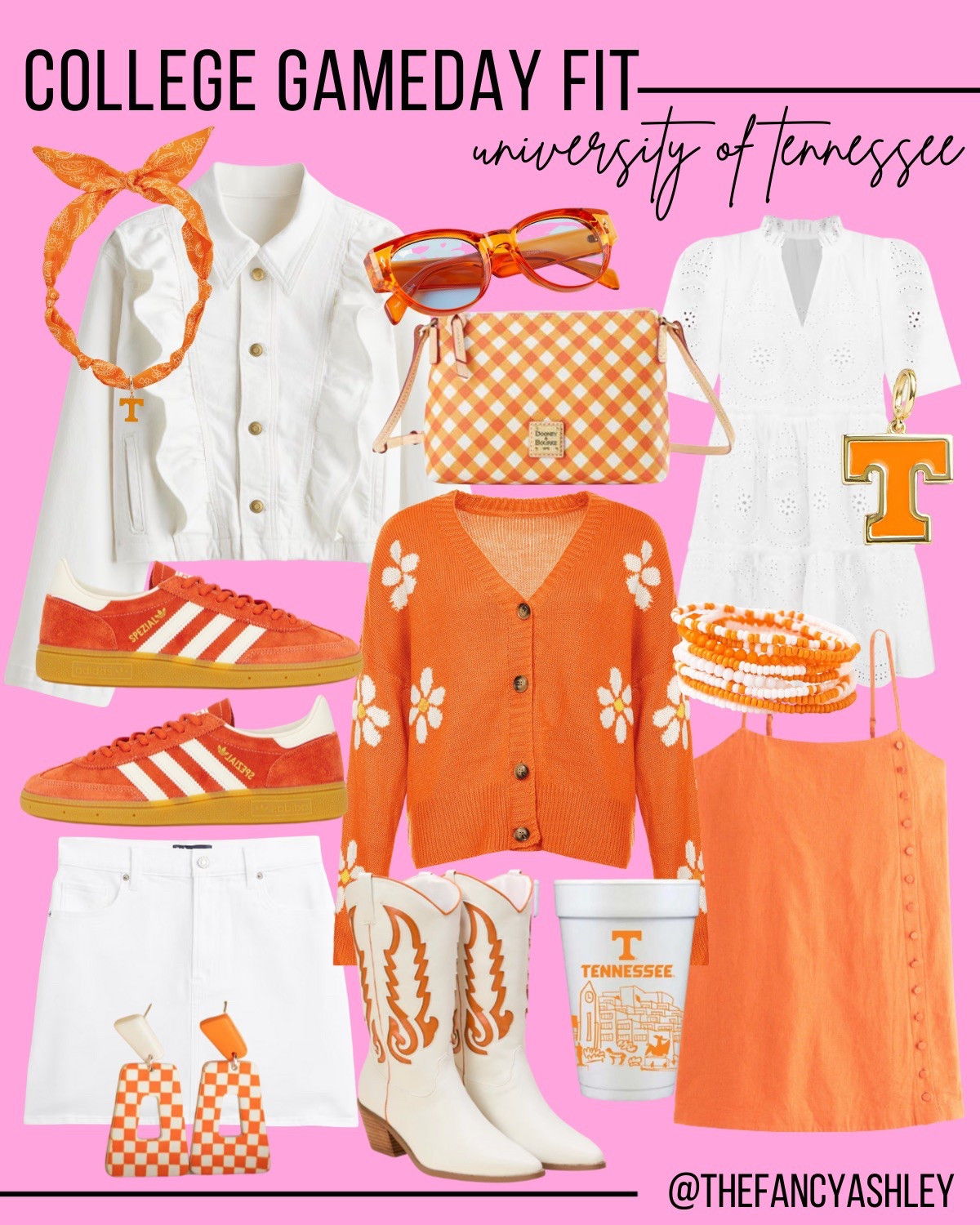 College Gameday Fit: University of Tennessee. How fab are these orange and white finds for college gameday? I’m obsessed with these cute Vols looks—perfection for cheering on your fave team. #vols #universityoftennessee #collegegamedaystyle

#LTKU #LTKautumn #LTKStyleTip