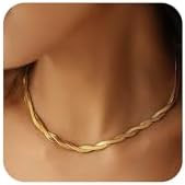 Moodear Gold Necklace for Women Dainty Chunky 14K Gold Plated/Sliver Plated Chain Necklace Cuban ... | Amazon (US)