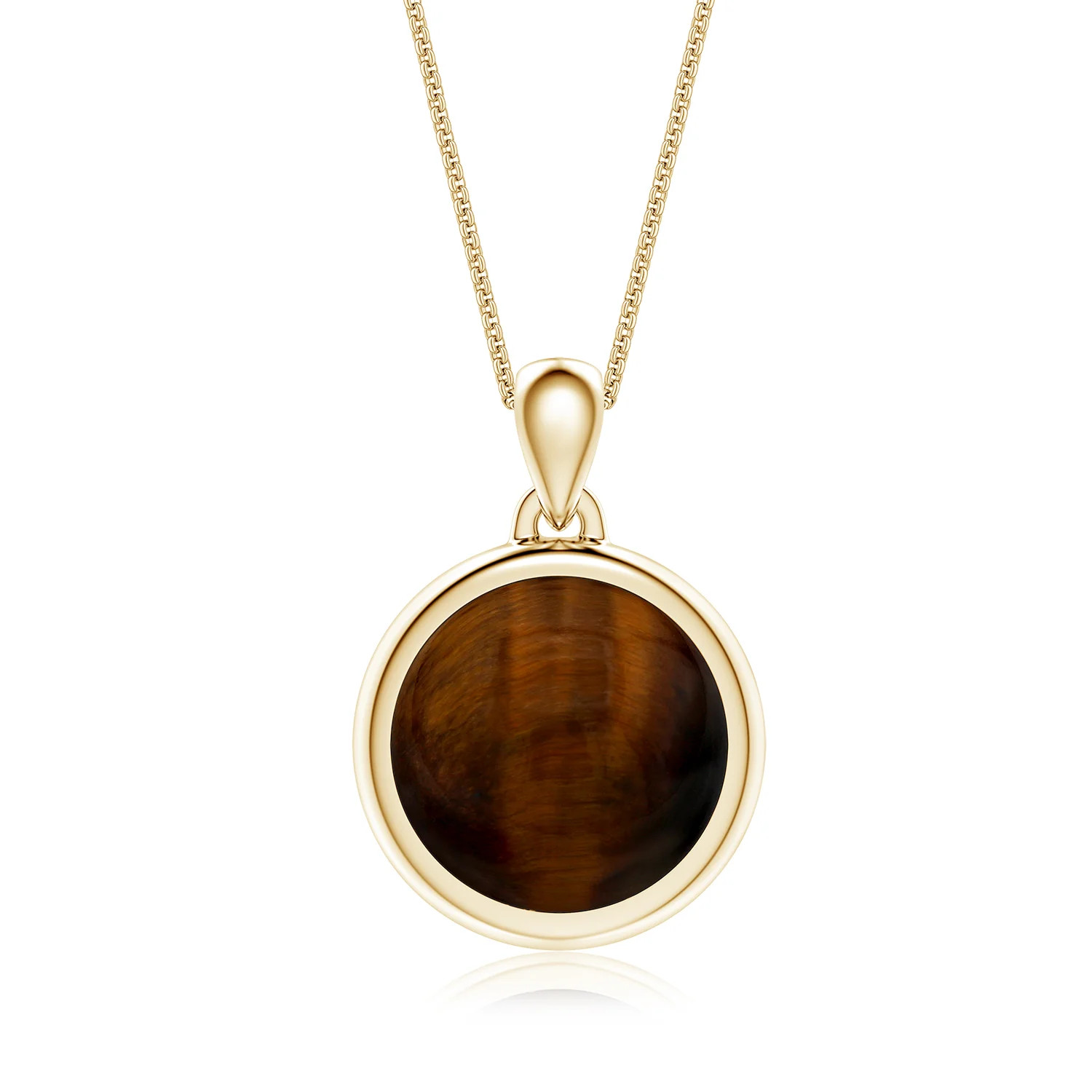 Round Tiger's Eye Men's Medallion Pendant With Chain | Angara Inc.