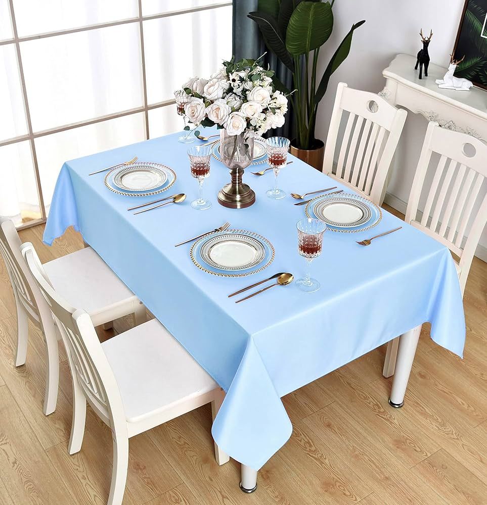 Baby Blue Rectangle Tablecloth Waterproof Stain Resistant Wrinkle Free Table Cloth 210GSM Polyest... | Amazon (US)