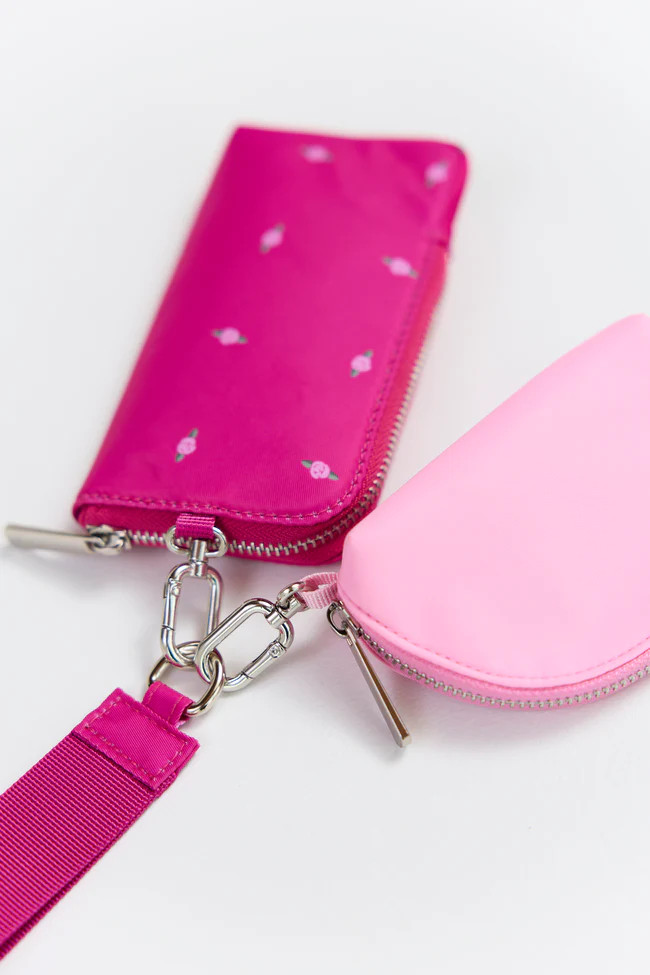 Active State Fuchsia Petal Pop Dual Pouch Wristlet | Pink Lily