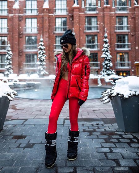 Ski outfit ideas
Sam red puffer jacket on sale
Red lounge set 
Moon boots Nike beanie 

#LTKSeasonal #LTKtravel #LTKstyletip