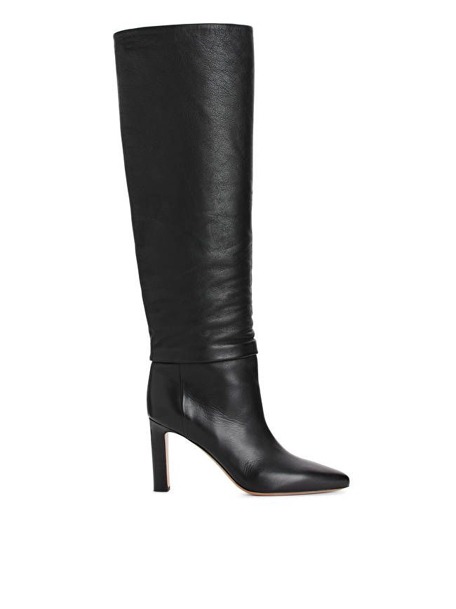 Knee-High Slouch Leather Boots | ARKET (US&UK)