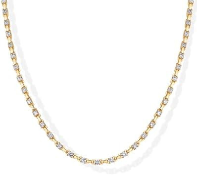 PAVOI 14K Gold Plated Tennis Necklaces for Women Classic Tennis Chain Cubic Zirconia Choker Neckl... | Amazon (US)