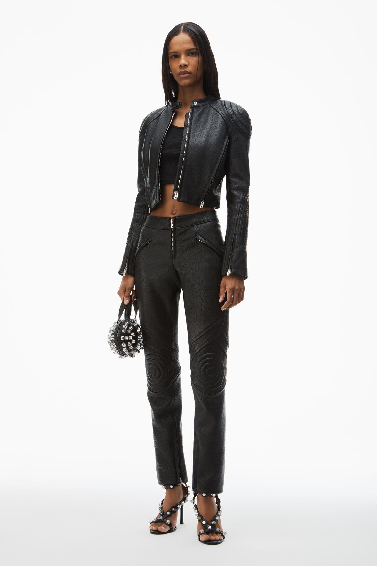 moto slim-leg trouser in lambskin leather | Alexander Wang