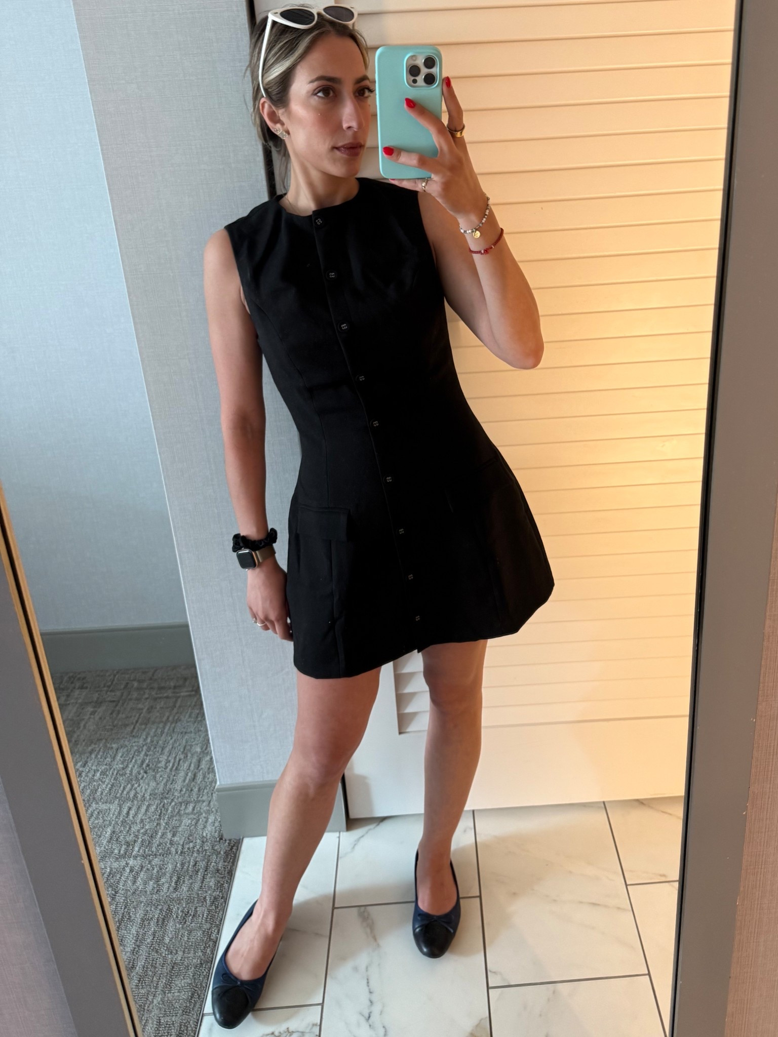 Casual and cute. Work outfit or casual black mini from Bloomingdale’s brand lily paris. Sold out quickly but here in some inspo! Favorite free people sunnies. Chanel flats and my Oura ring I never take off  


#LTKWorkwear #LTKStyleTip #LTKFindsUnder100