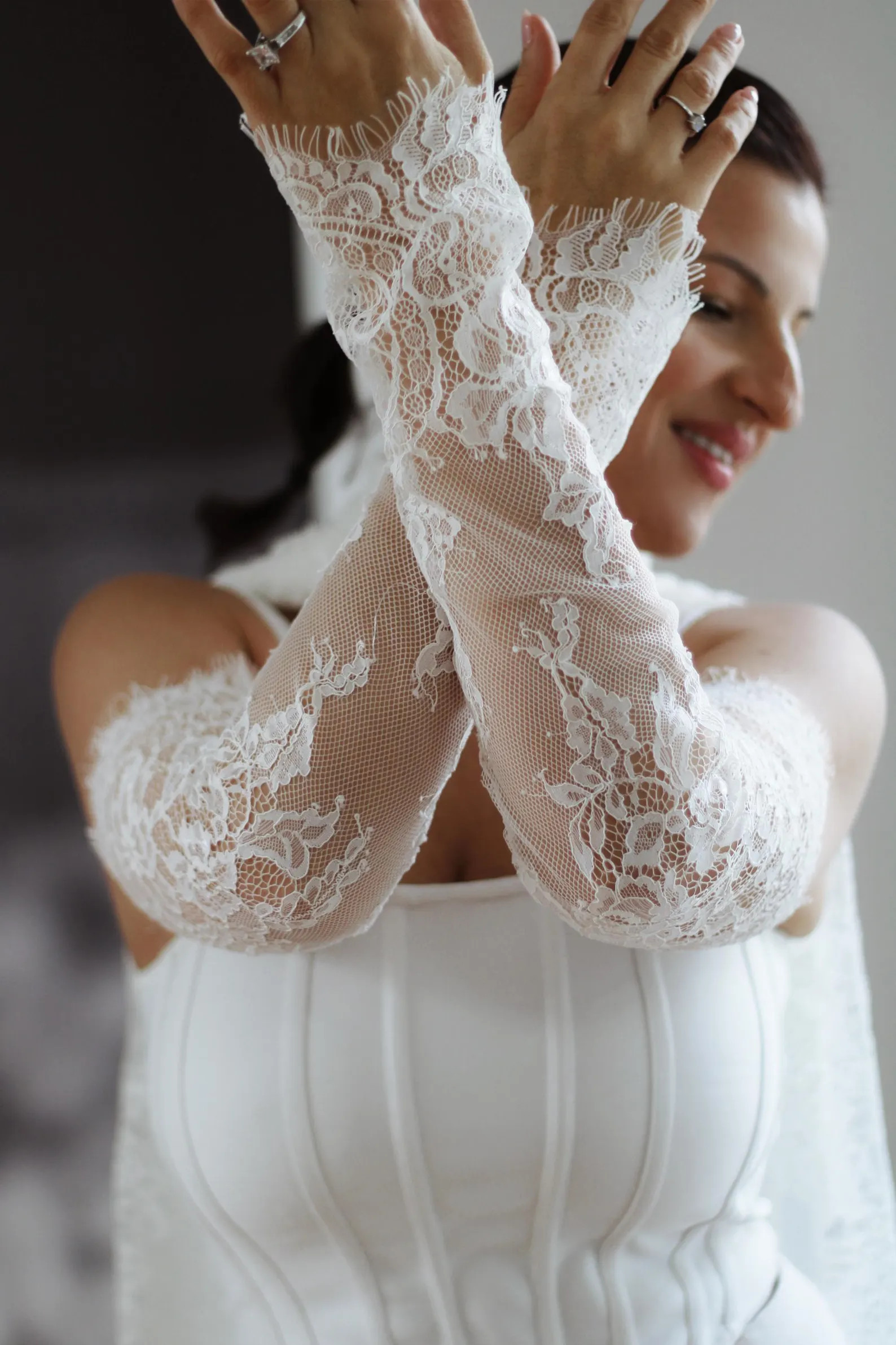 Detachable lace wedding sleeves, White fingerless French lace gloves, Detachable Lace Wedding Glo... | Etsy (US)