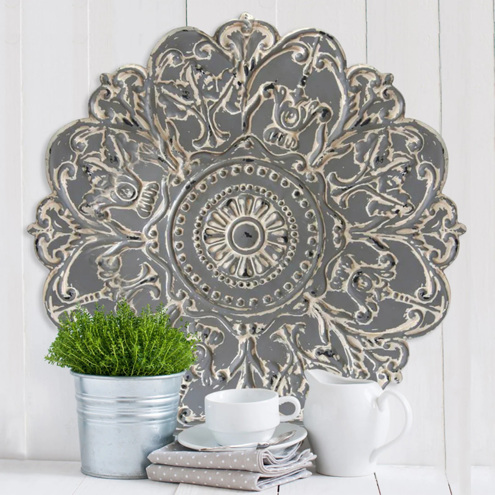 Stratton Home Decor Grey Medallion Wall Decor | Walmart (US)