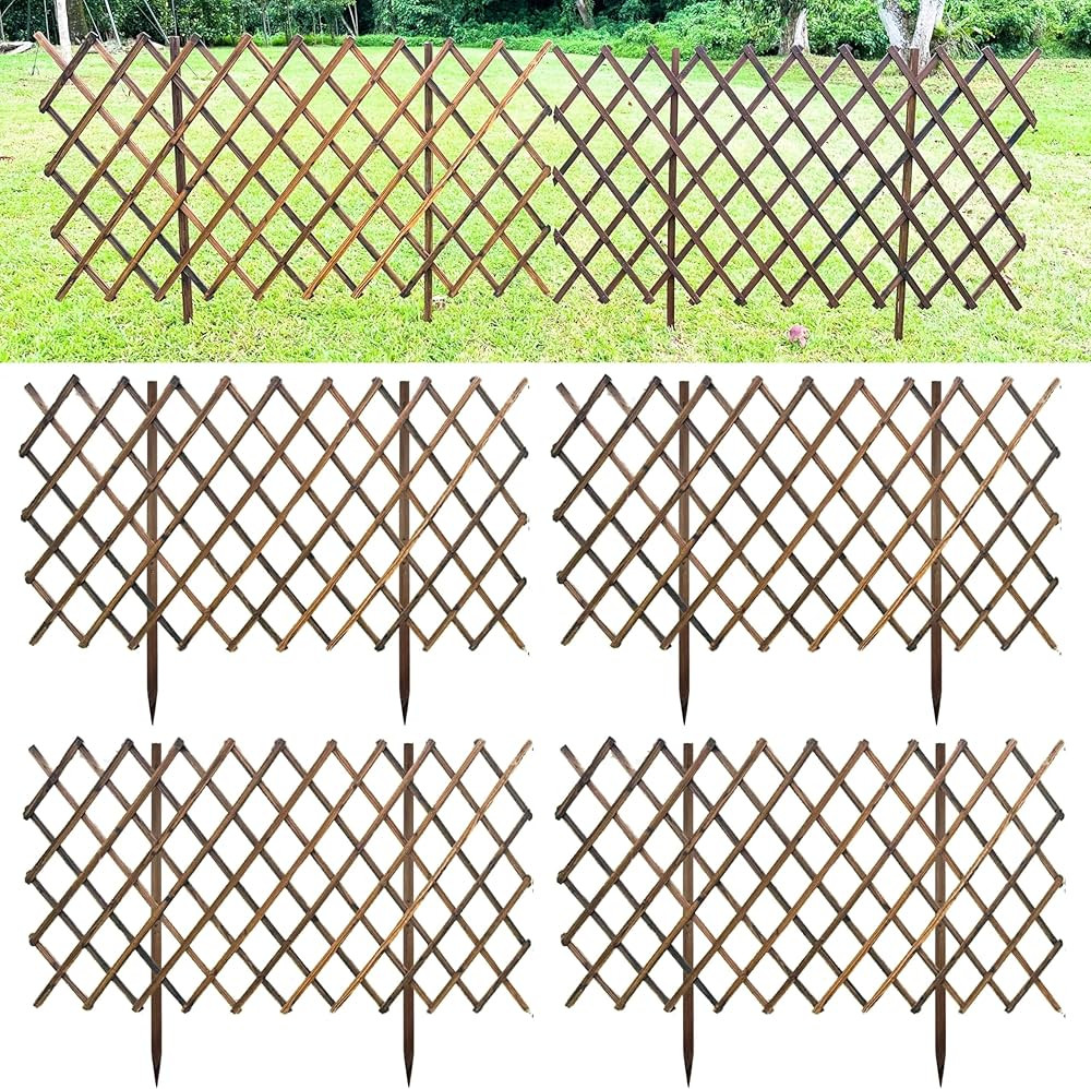ShopLaLa Garden Fence (4 Pack, Total 24ft (L)) Wooden Lattice Panels for Outside Flower Edging fo... | Amazon (US)