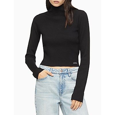 Ribbed Mock Neck Cropped Sweater | Calvin Klein | Calvin Klein (US)