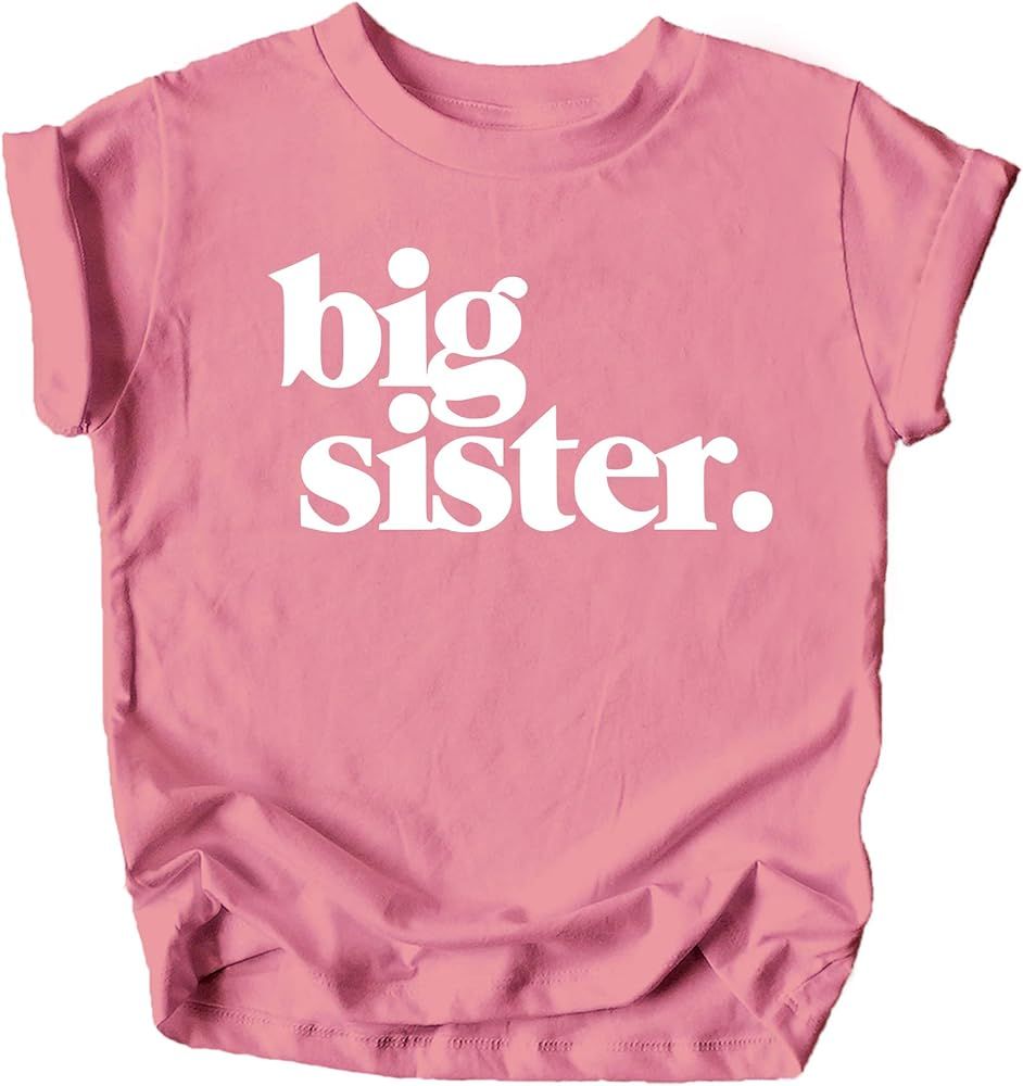 Bold Big Sister Colorful Sibling Reveal Announcement T-Shirt for Baby and Toddler Girls Sibling O... | Amazon (US)