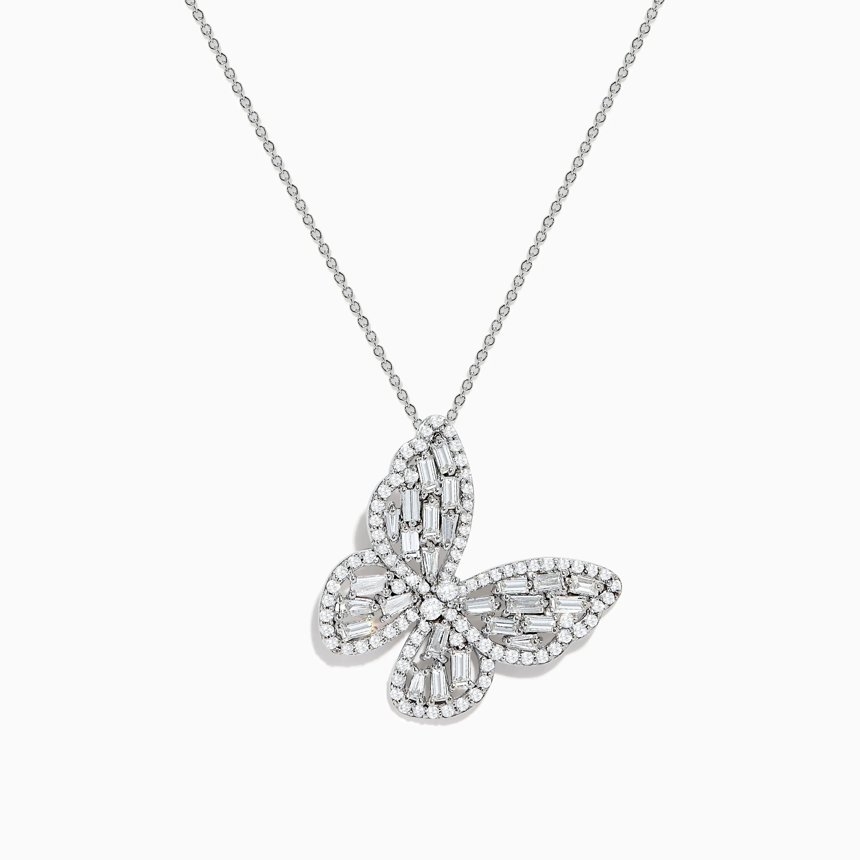 Nature 14K White Gold Diamond Butterfly Pendant | Effy Jewelry