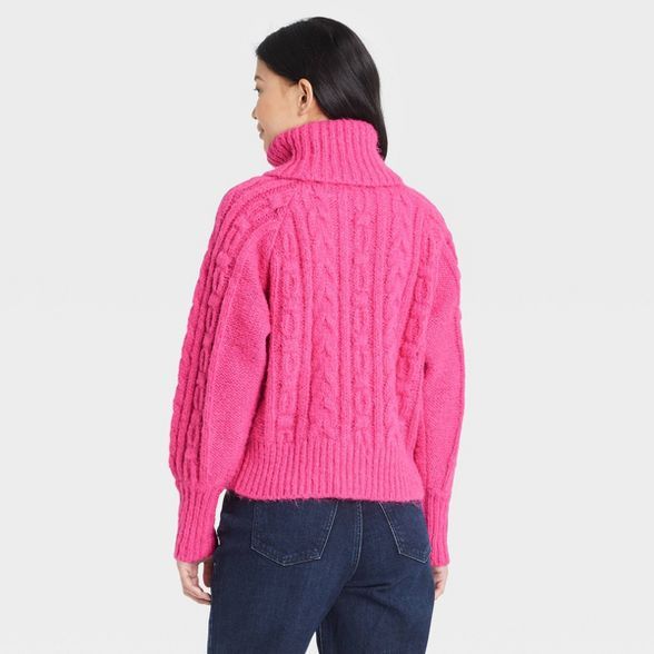 Women's Mock Turtleneck Cable Knit Pullover Sweater - A New Day™ | Target